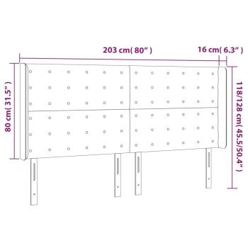 LED Kopfteil Creme 203x16x118/128 cm Kunstleder