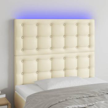 ARDEBO.de - LED Kopfteil Creme 100x5x118/128 cm Kunstleder