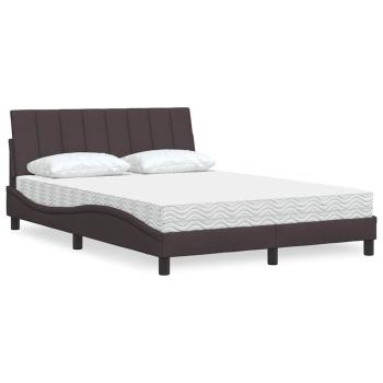 ARDEBO.de - Bett mit Matratze "Hanko" Dunkelbraun 140x190 cm Stoff