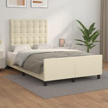 ARDEBO.de - Bettgestell mit Kopfteil Creme 120x200 cm Kunstleder