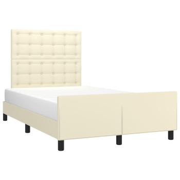 Bettgestell mit Kopfteil Creme 120x200 cm Kunstleder