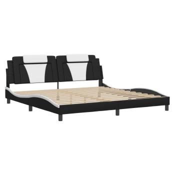 Bettgestell "Viana" mit LED ohne Matratze Schwarz und Weiß 200x200 cm Kunstleder