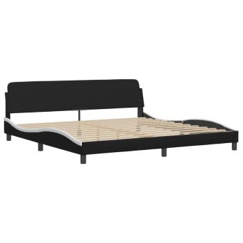 Bettgestell "Viana" mit LED ohne Matratze Schwarz und Weiß 200x200 cm Kunstleder