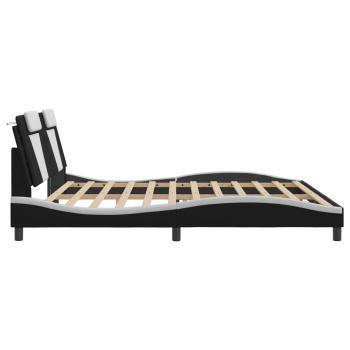 Bettgestell "Viana" mit LED ohne Matratze Schwarz und Weiß 200x200 cm Kunstleder