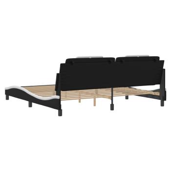 Bettgestell "Viana" mit LED ohne Matratze Schwarz und Weiß 200x200 cm Kunstleder