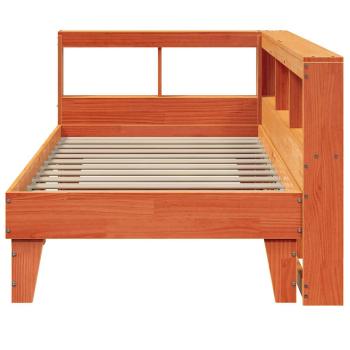 Massivholzbett mit Regal ohne Matratze Wachsbraun 90x200 cm
