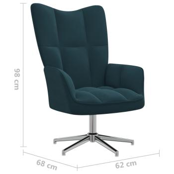 Relaxsessel mit Hocker Blau Samt