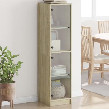 ARDEBO.de - Highboard mit Glastüren Sonoma-Eiche 35x37x142 cm