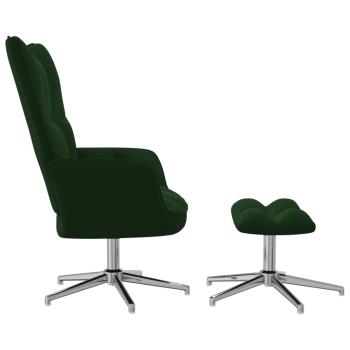 Relaxsessel mit Hocker Dunkelgrün Samt