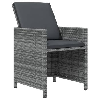 9-tlg. Garten-Essgruppe mit Kissen Poly Rattan Grau
