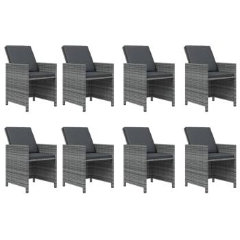 9-tlg. Garten-Essgruppe mit Kissen Poly Rattan Grau