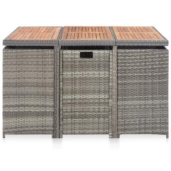 11-tlg. Garten-Essgruppe Poly Rattan Akazienholz Anthrazit