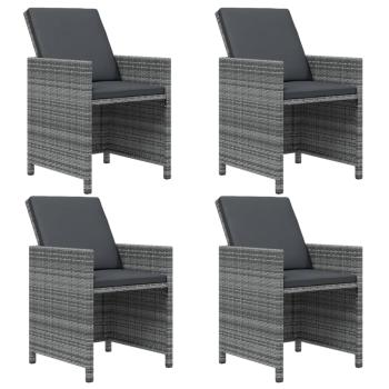 5-tlg. Garten-Essgruppe mit Kissen Poly Rattan Grau