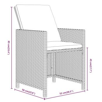 5-tlg. Garten-Essgruppe mit Kissen Poly Rattan Grau