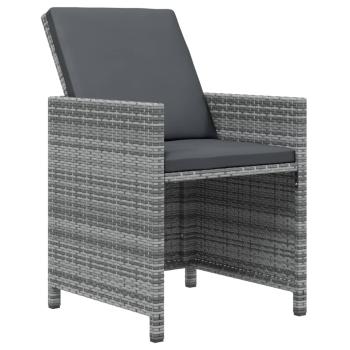 9-tlg. Garten-Essgruppe mit Kissen Poly Rattan Grau
