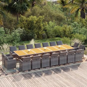 ARDEBO.de - 19-tlg. Garten-Essgruppe mit Kissen Grau Poly Rattan