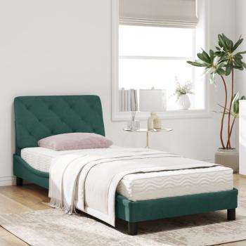 Bett mit Matratze Dunkelgrün 80x200 cm Samt