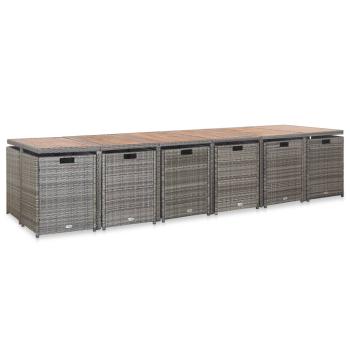 17-tlg. Garten-Essgruppe mit Auflagen Poly Rattan Grau