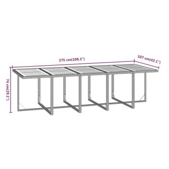 15-tlg. Garten-Essgruppe mit Auflagen Poly Rattan Grau