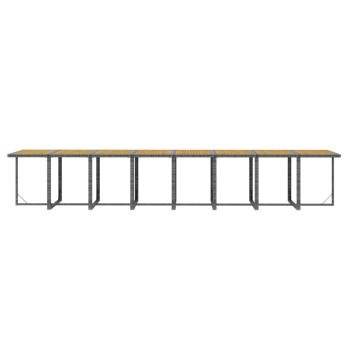 17-tlg. Garten-Essgruppe mit Kissen Grau Poly Rattan
