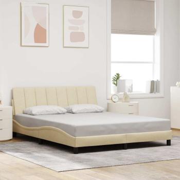 ARDEBO.de - Bettgestell ohne Matratze "Hanko" Creme 160x200 cm Stoff