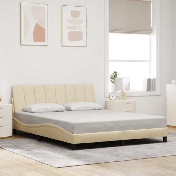 ARDEBO.de - Bettgestell ohne Matratze "Hanko" Creme 160x200 cm Stoff