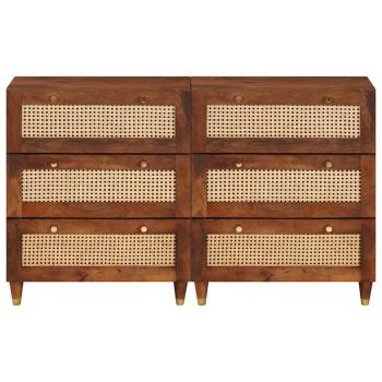 Sideboard Set 2 pcs Braun 60 x 33.5 x 75 cm Massivholz Mango