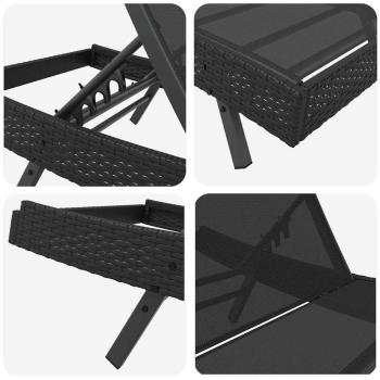 Sonnenliege 3 pcs Schwarz 197 x 70 x 82 cm Poly-Rattan
