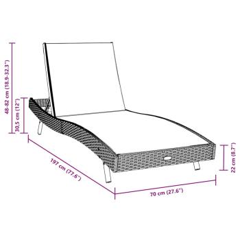 Sonnenliege 3 pcs Schwarz 197 x 70 x 82 cm Poly-Rattan