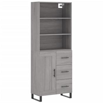 Highboard Grau Sonoma 69,5x34x180 cm Holzwerkstoff