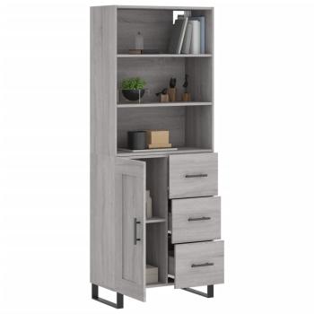 Highboard Grau Sonoma 69,5x34x180 cm Holzwerkstoff