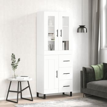 ARDEBO.de - Highboard Weiß 69,5x34x180 cm Holzwerkstoff