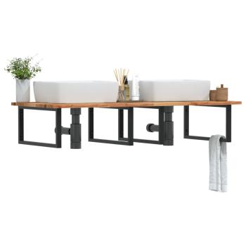ARDEBO.de - Waschbeckenregal Wandmontage Stahl und Akazienholz