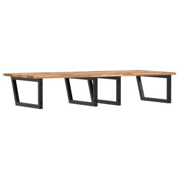 Waschbeckenregal Wandmontage Stahl und Akazienholz