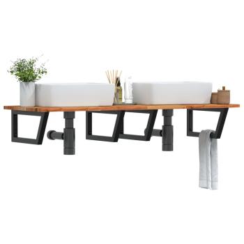 ARDEBO.de - Waschbeckenregal Wandmontage Stahl und Akazienholz