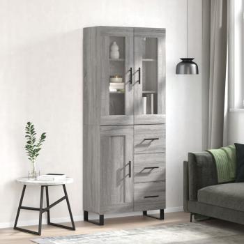 ARDEBO.de - Highboard Grau Sonoma 69,5x34x180 cm Holzwerkstoff