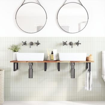 Waschbeckenregal Wandmontage Stahl und Akazienholz