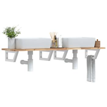 ARDEBO.de - Waschbeckenregal Wandmontage Stahl und Akazienholz