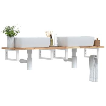 ARDEBO.de - Waschbeckenregal Wandmontage Stahl und Akazienholz