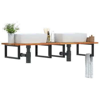 ARDEBO.de - Waschbeckenregal Wandmontage Stahl und Akazienholz