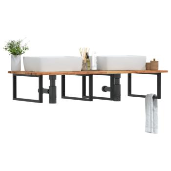 ARDEBO.de - Waschbeckenregal Wandmontage Stahl und Akazienholz