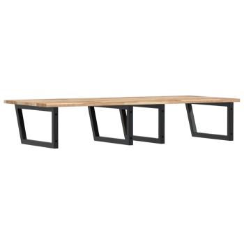 Waschbeckenregal Wandmontage Stahl und Akazienholz