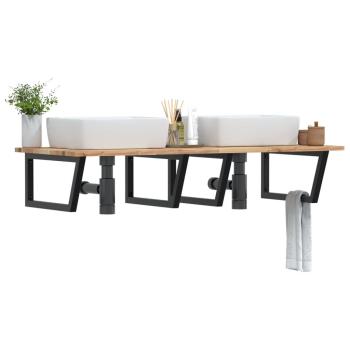 ARDEBO.de - Waschbeckenregal Wandmontage Stahl und Akazienholz