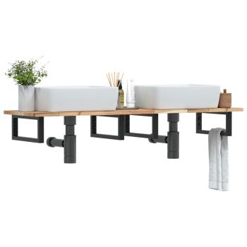 ARDEBO.de - Waschbeckenregal Wandmontage Stahl und Akazienholz