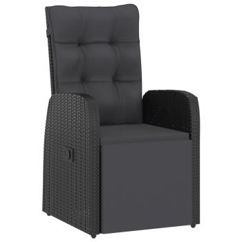 7-tlg. Garten-Essgruppe mit Kissen Schwarz Poly Rattan