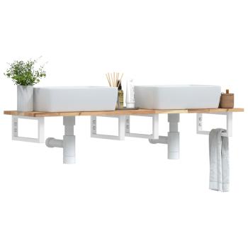 ARDEBO.de - Waschbeckenregal Wandmontage Stahl und Akazienholz
