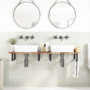 Waschbeckenregal Wandmontage Stahl und Akazienholz
