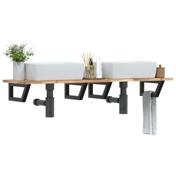 ARDEBO.de - Waschbeckenregal Wandmontage Stahl und Akazienholz