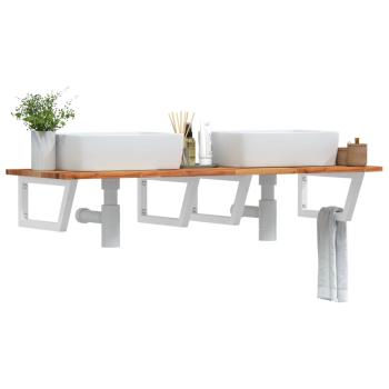 ARDEBO.de - Waschbeckenregal Wandmontage Stahl und Akazienholz