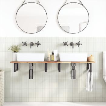 Waschbeckenregal Wandmontage Stahl und Akazienholz